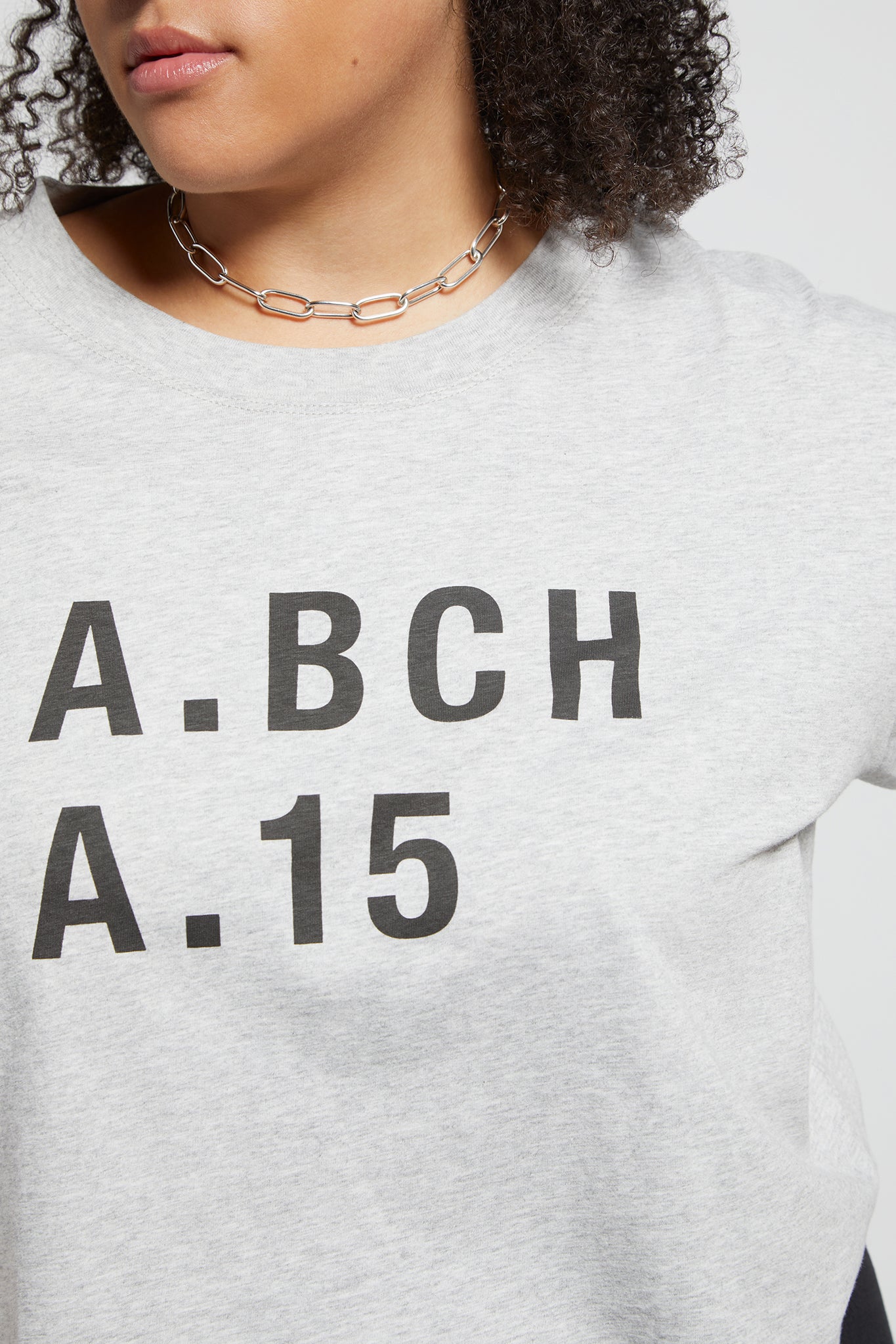 A.BCH A.15 Grey Marle Crop Fan Tshirt in Organic Cotton