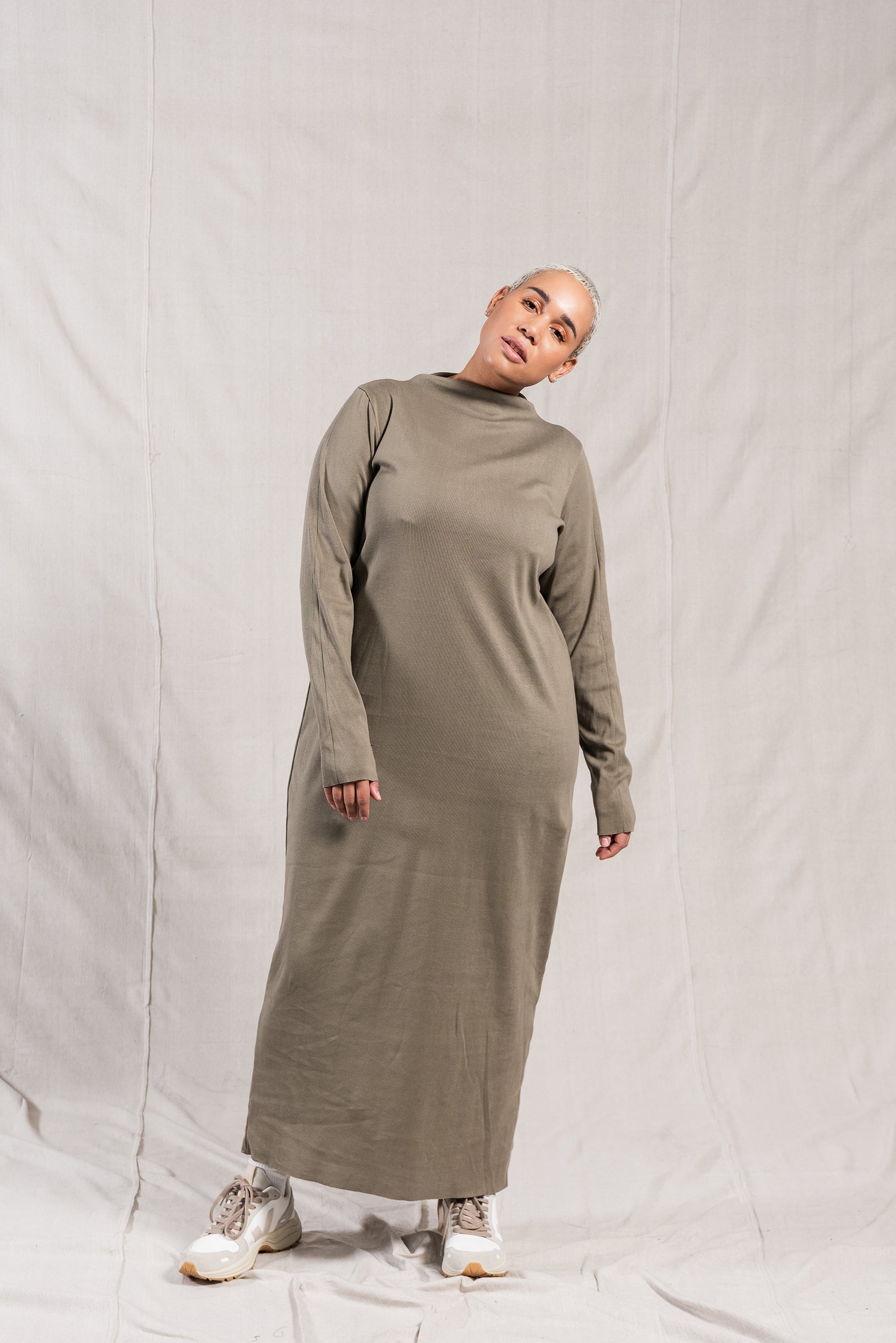 A.BCH A.14 Sage Long Sleeve Skivvy Dress in Organic Cotton