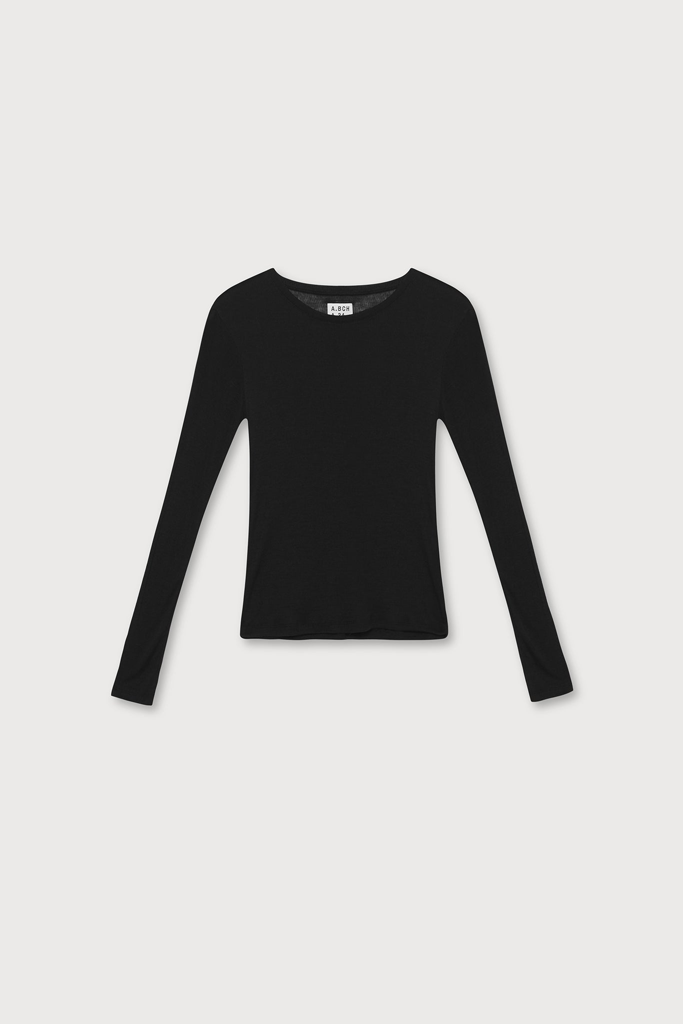 A.BCH A.34 Black Long Sleeve Thermal T-Shirt in Australian Merino