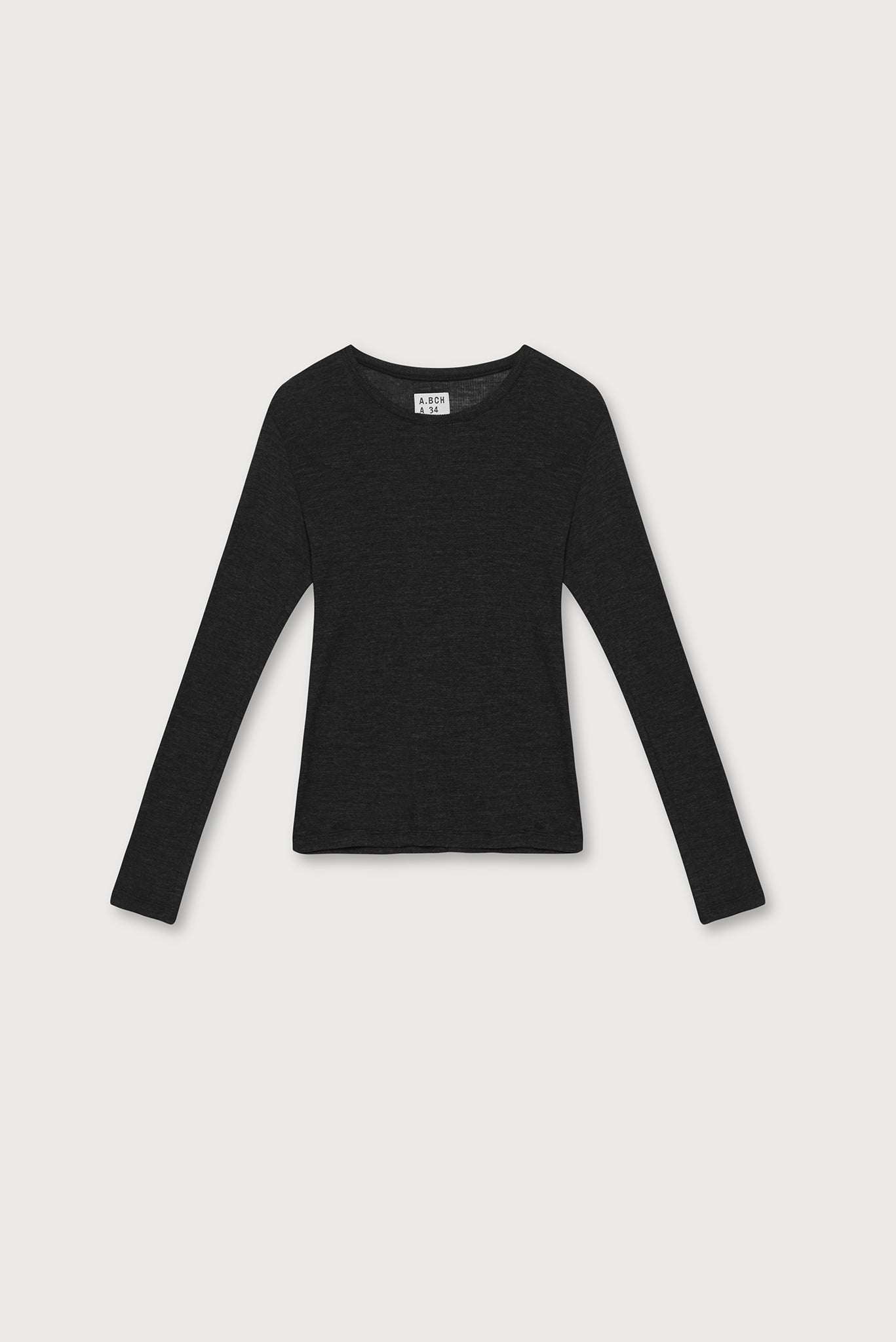 A.BCH A.34 Charcoal Long Sleeve Thermal T-Shirt in Australian Merino