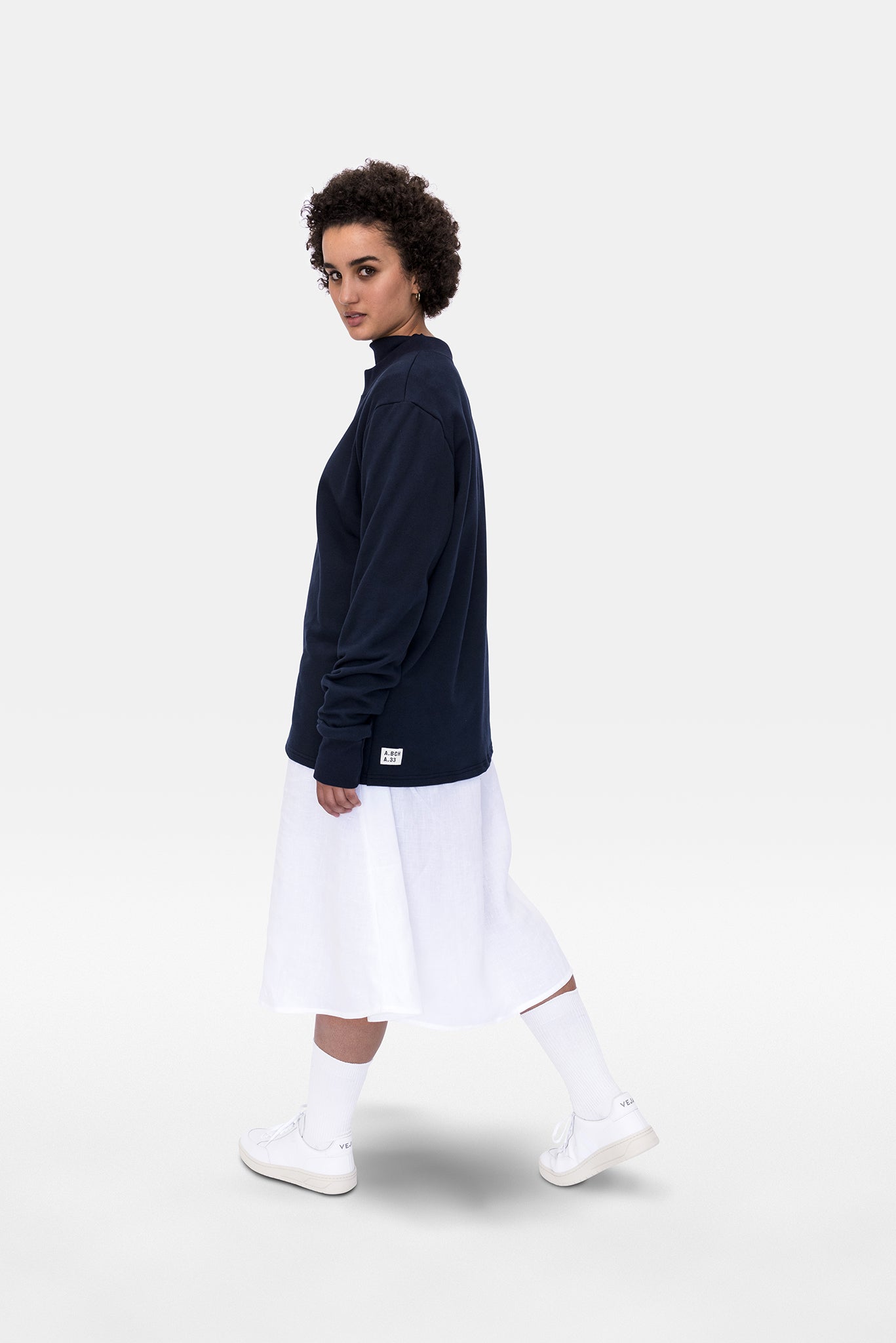A.BCH A.33 Navy Classic Fleecy Sweater in Organic Cotton 