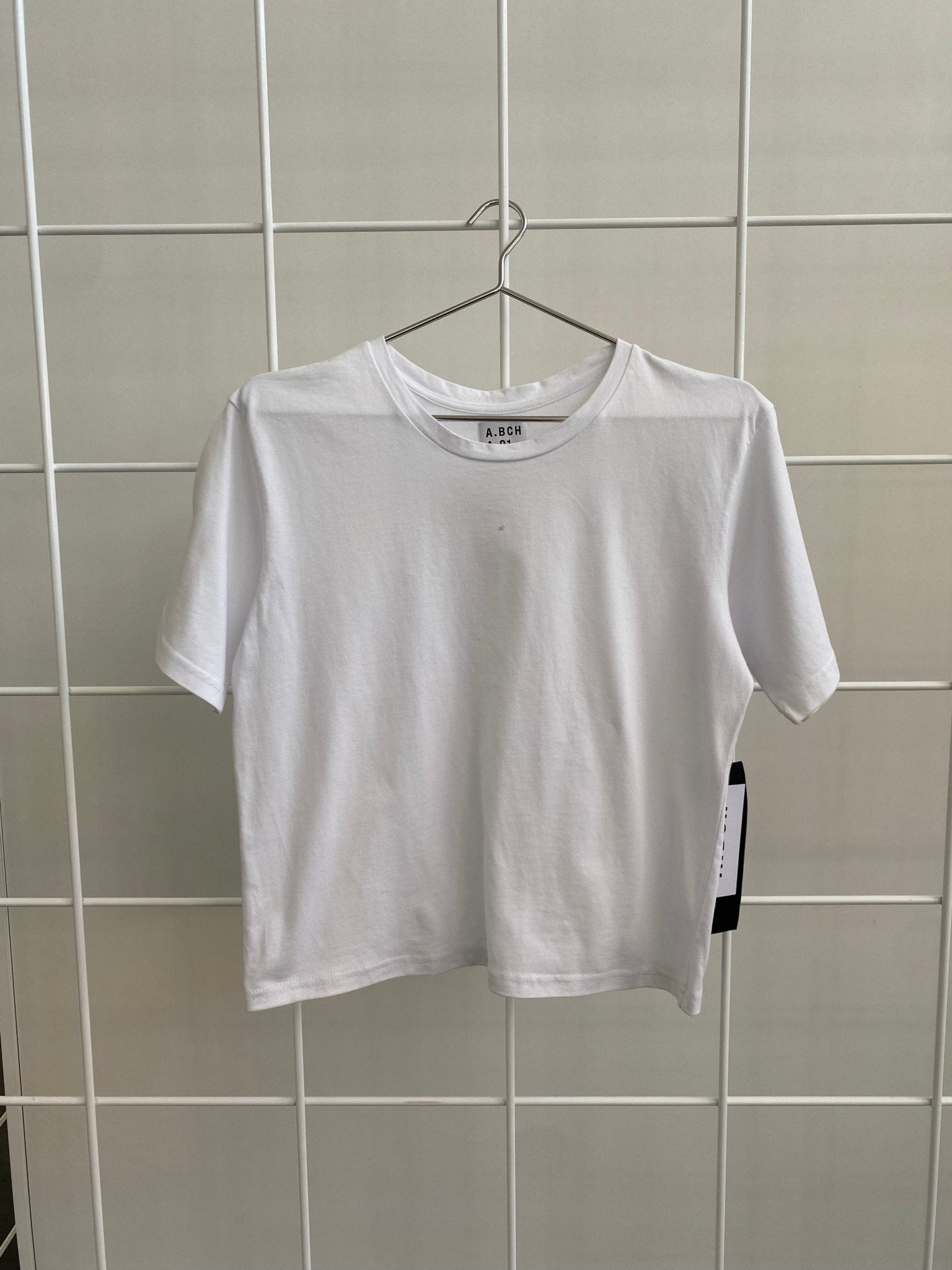 A.BCH A.01 White Longline Crop T-Shirt in Organic Cotton
