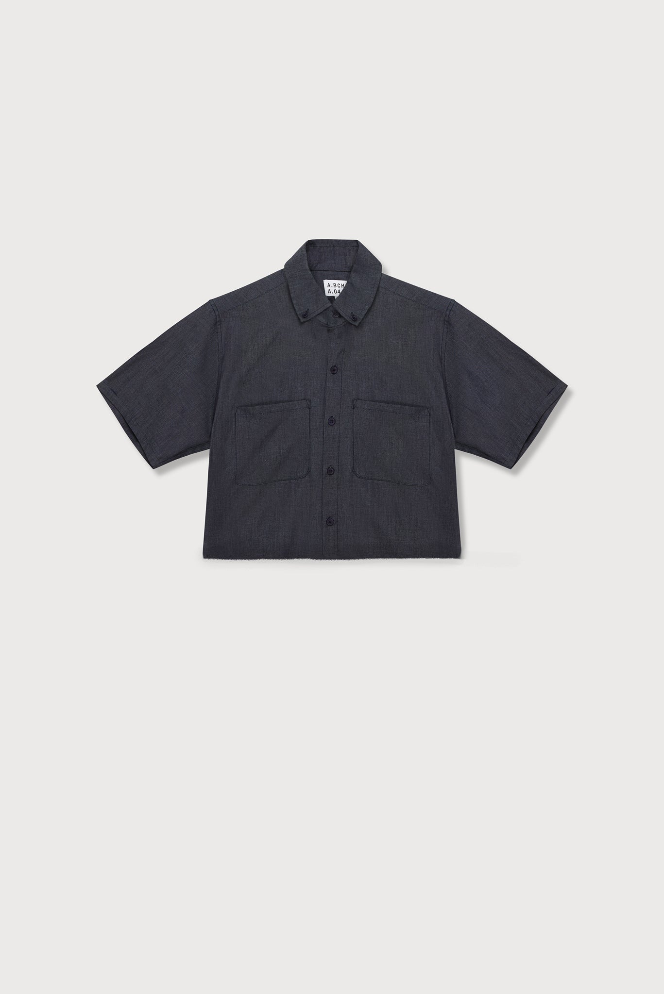 A.04 Dark Indigo Cropped Button Down Shirt in Organic Cotton