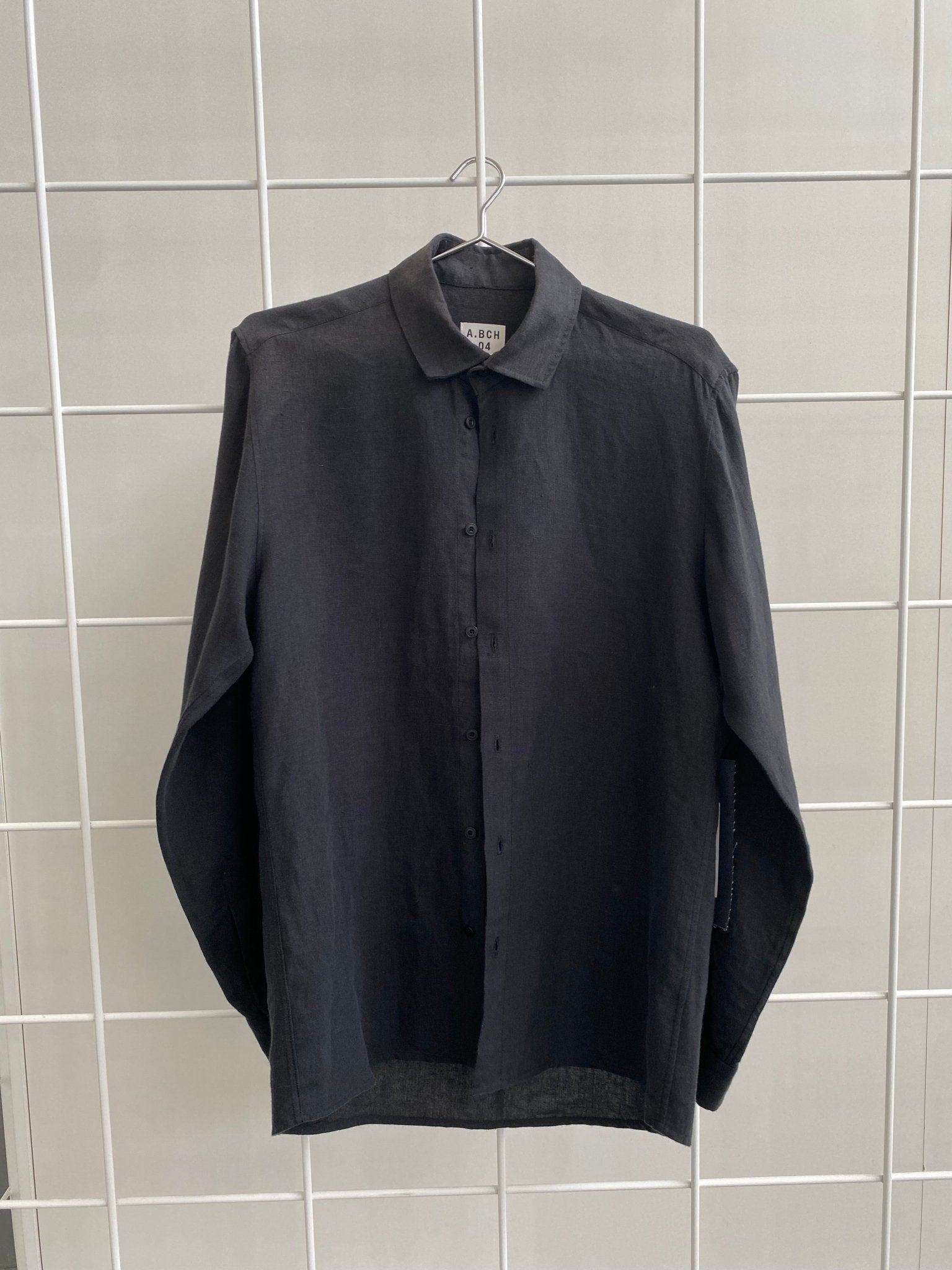A.04 Black Long Sleeve Shirt in Organic Linen