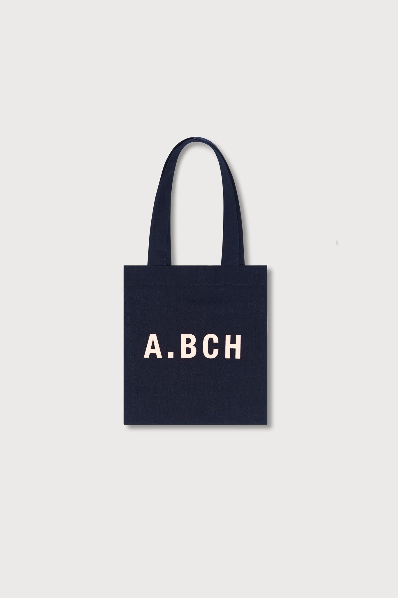 A.BCH A.06 Indigo Raw Denim Signature Tote Bag in Organic Cotton and White A.BCH Print