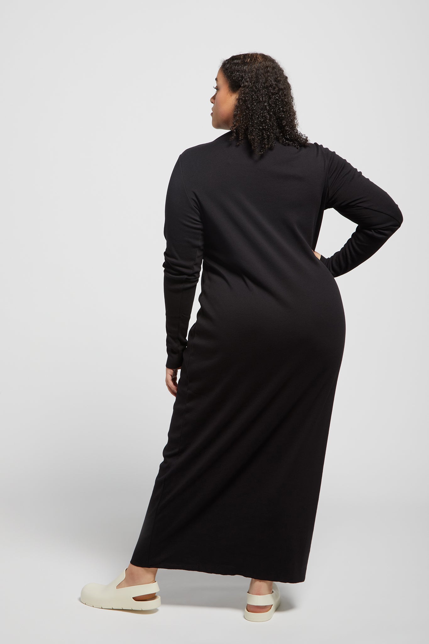 A.BCH A.14 Black Long Sleeve Skivvy Dress in Organic Cotton Rib
