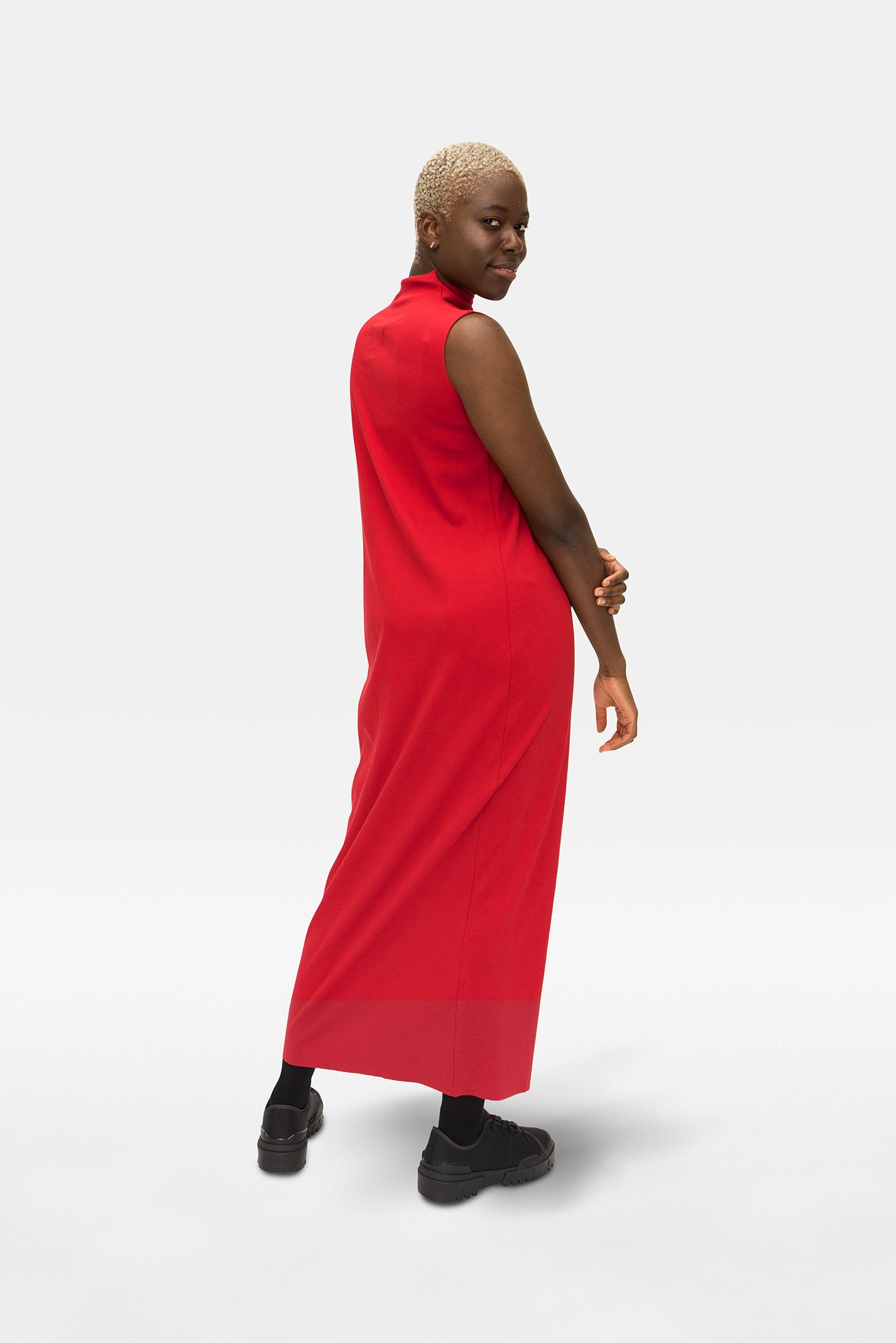 A.BCH A.14 Cherry Sleeveless Skivvy Dress in Organic Cotton Rib