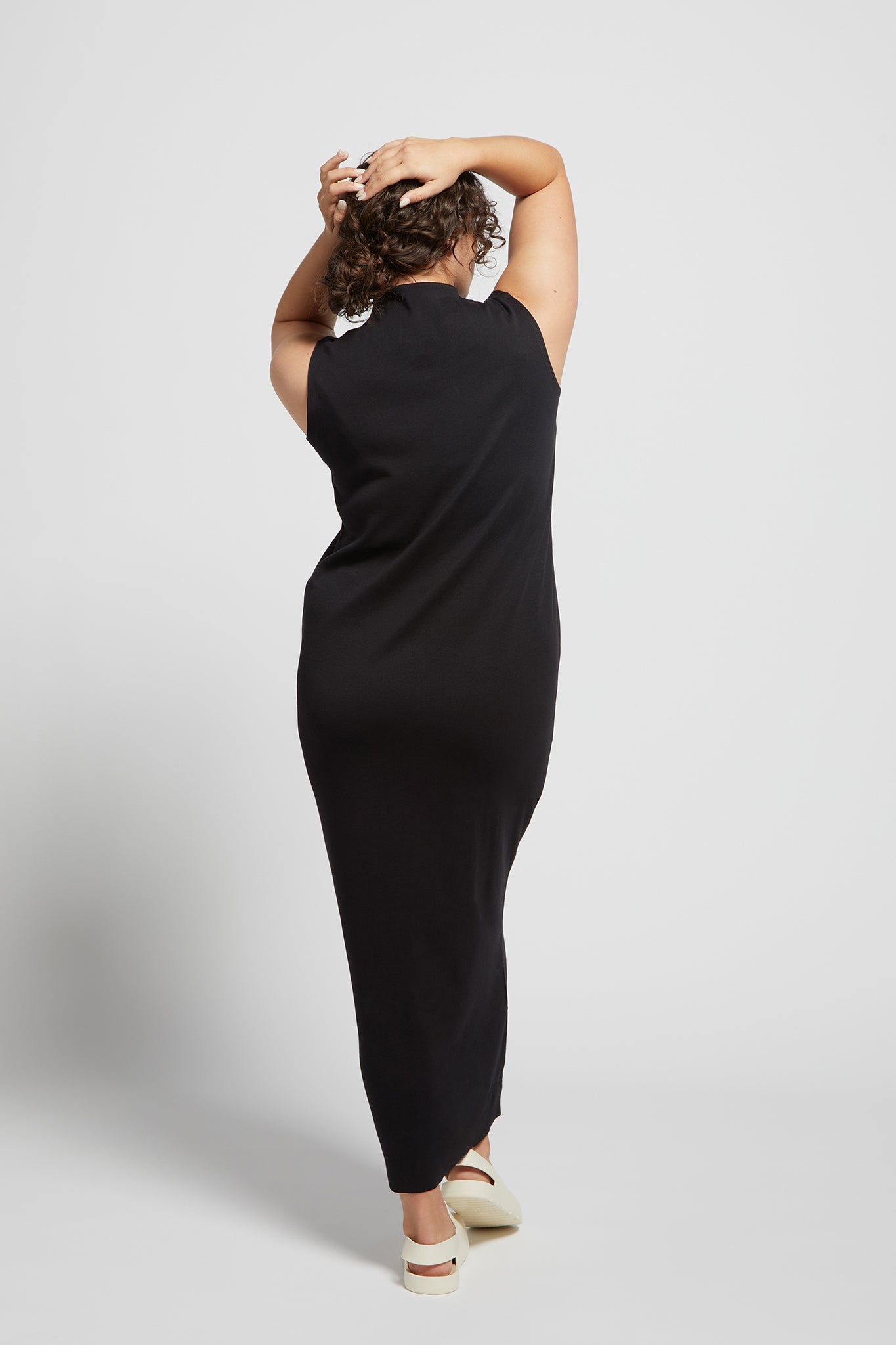 A.BCH A.14 Black Sleeveless Skivvy Dress in Organic Cotton Rib