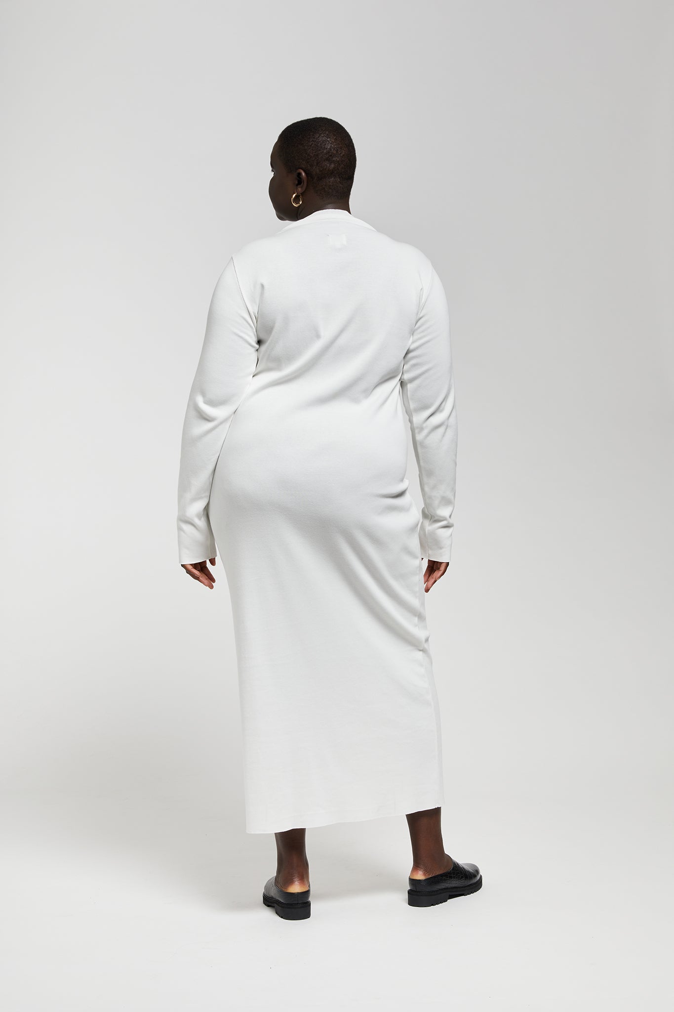 A.BCH A.14 Bone Long Sleeve Skivvy Dress in Organic Cotton Rib