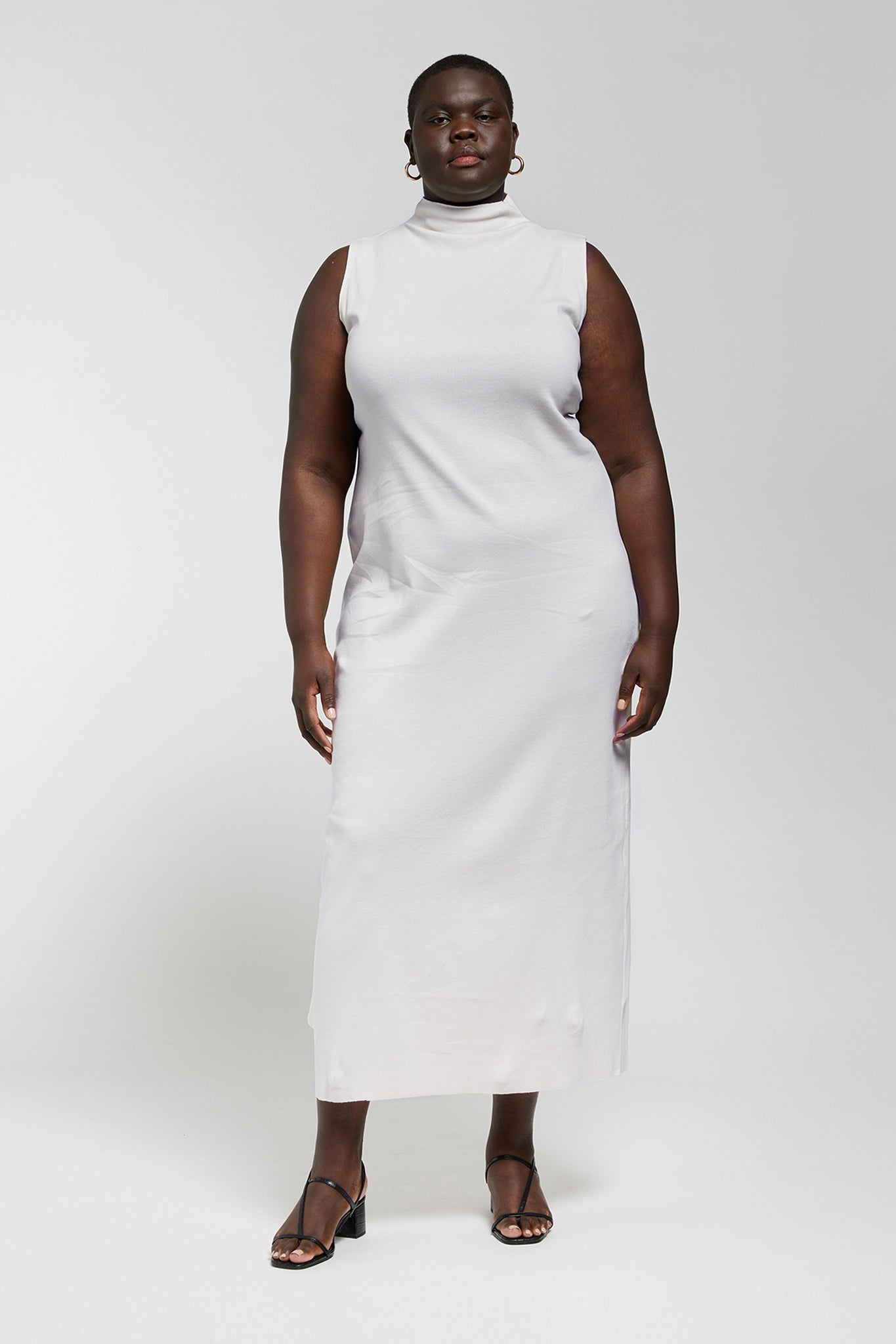 A.BCH A.14 Bone Sleeveless Skivvy Dress in Organic Cotton Rib