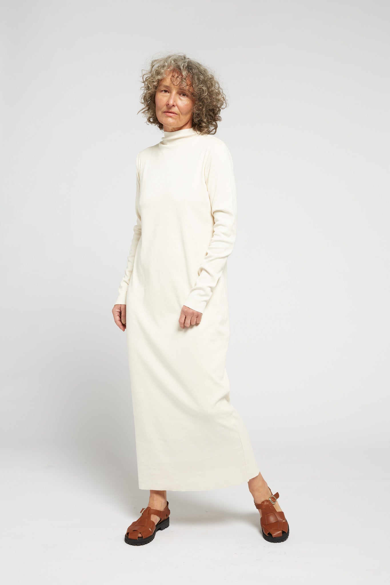 A.BCH A.14 Undyed Long Sleeve Skivvy Dress in Organic Cotton Rib