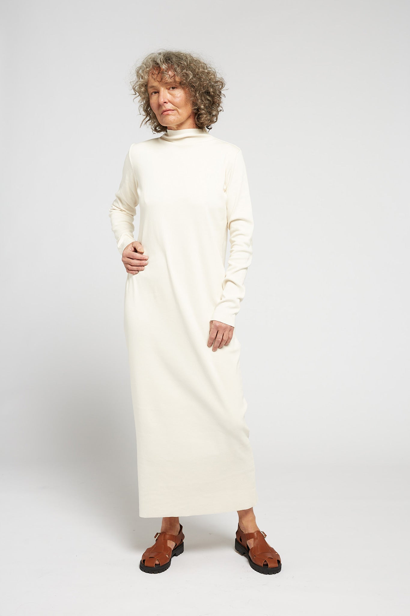 A.BCH A.14 Undyed Long Sleeve Skivvy Dress in Organic Cotton Rib