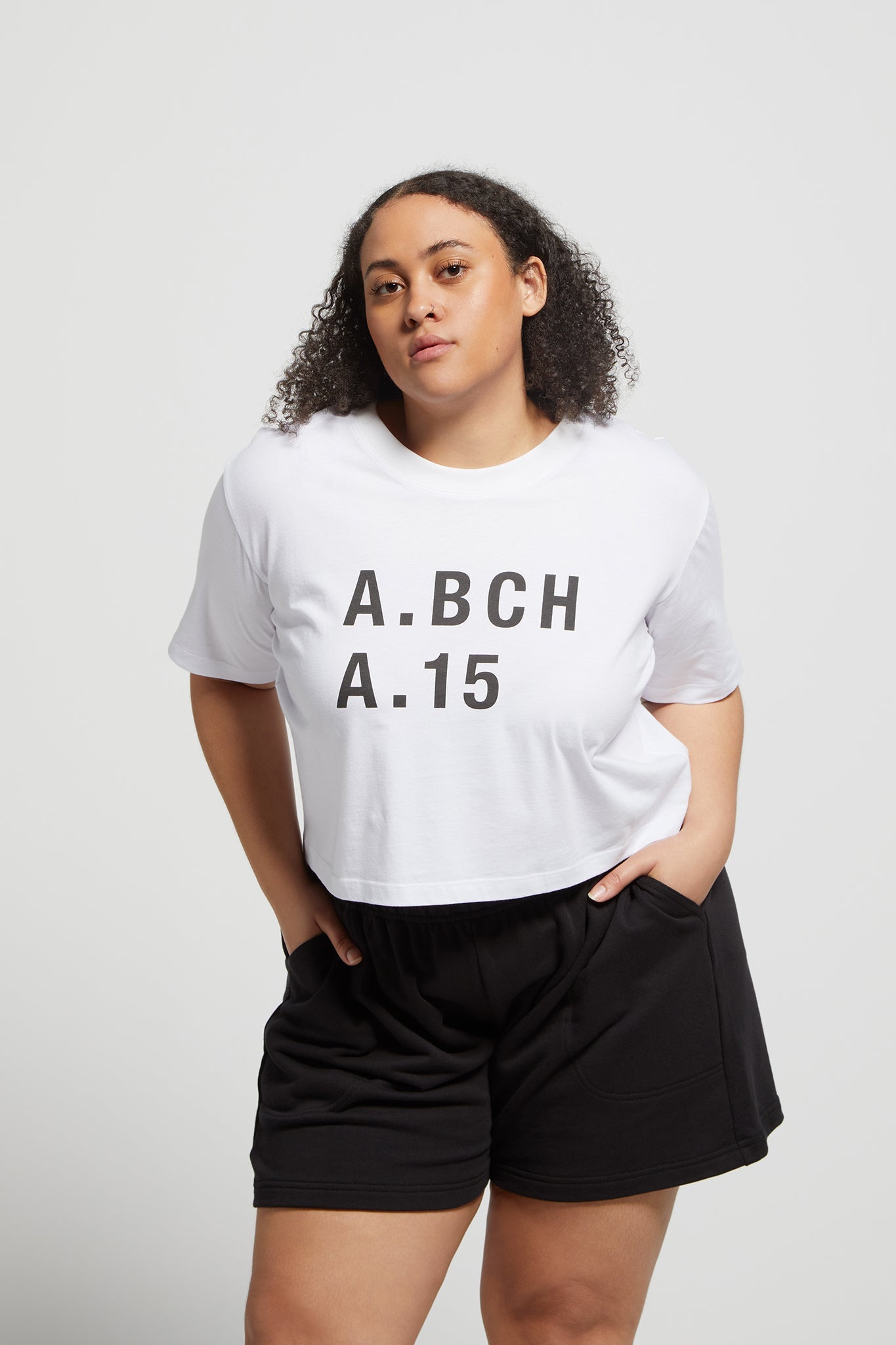 A.BCH A.15 White Crop Fan Tshirt in Organic Cotton