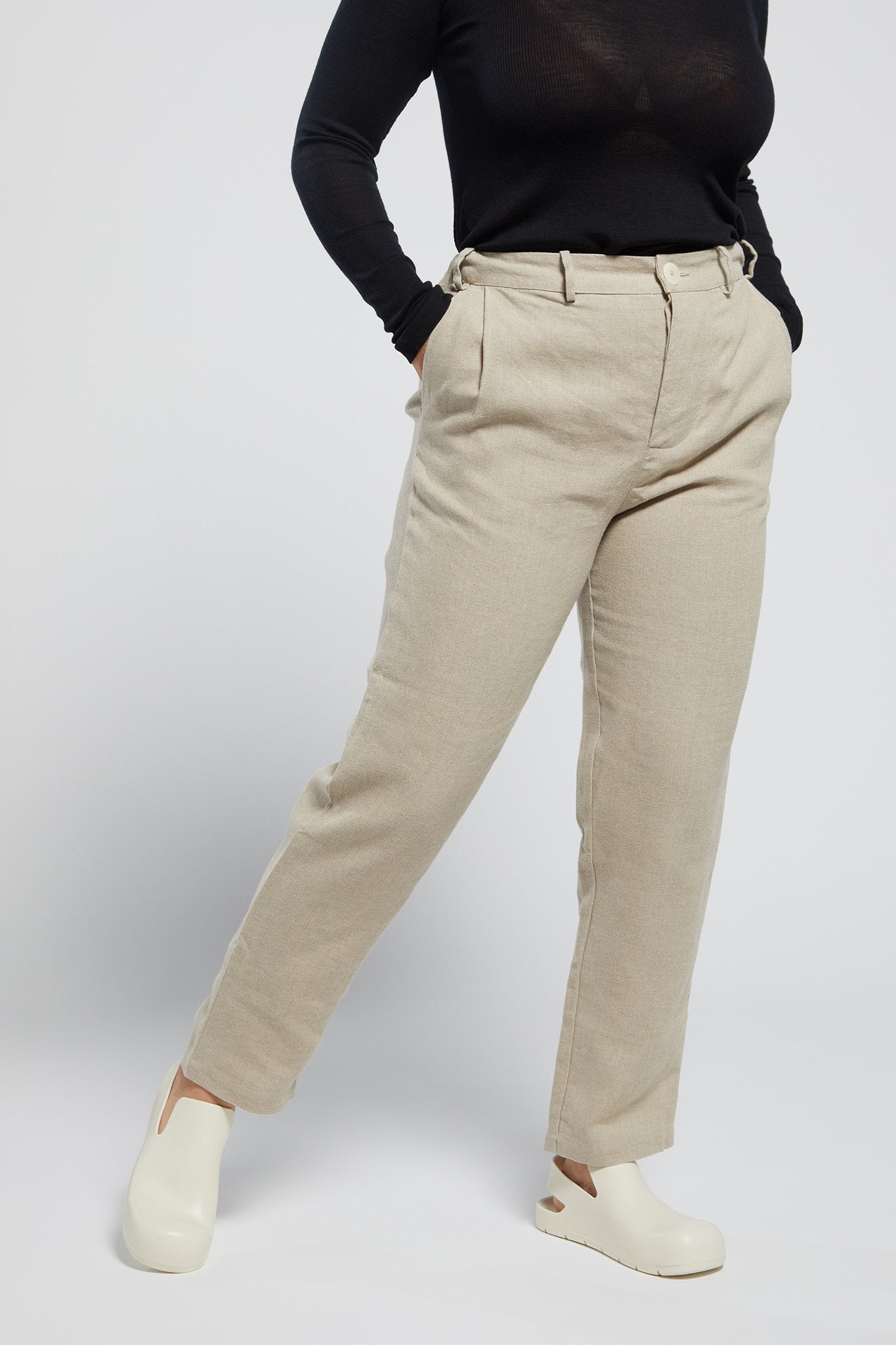 Straight Linen Trousers - Navy | Filippa K