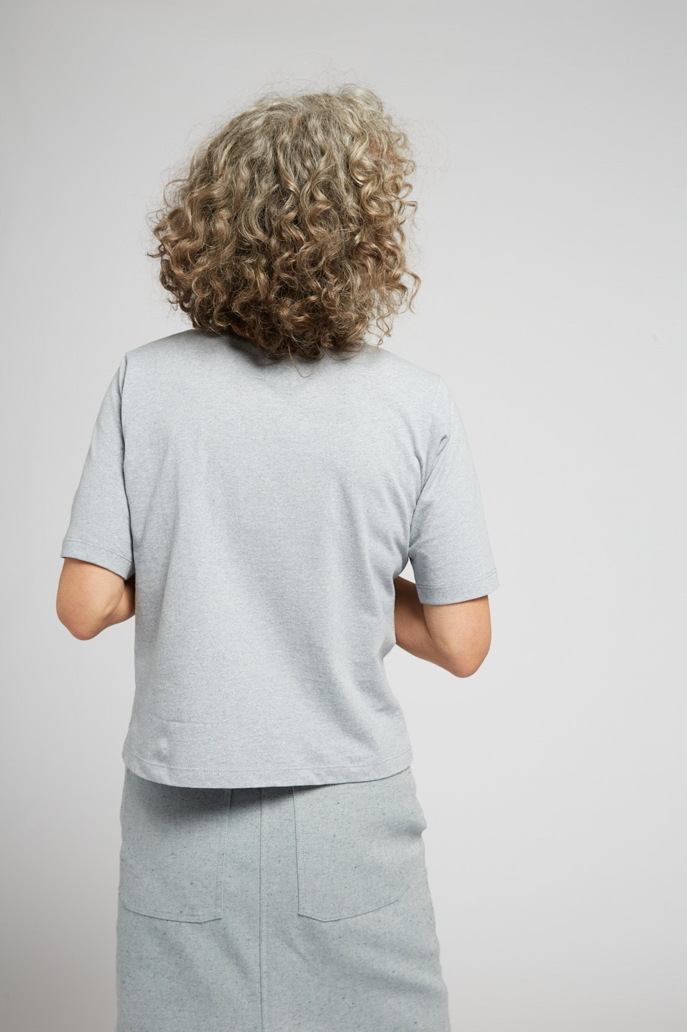 A.27 Light Blue Marle Tailored T-Shirt in Recycled + Organic Cotton