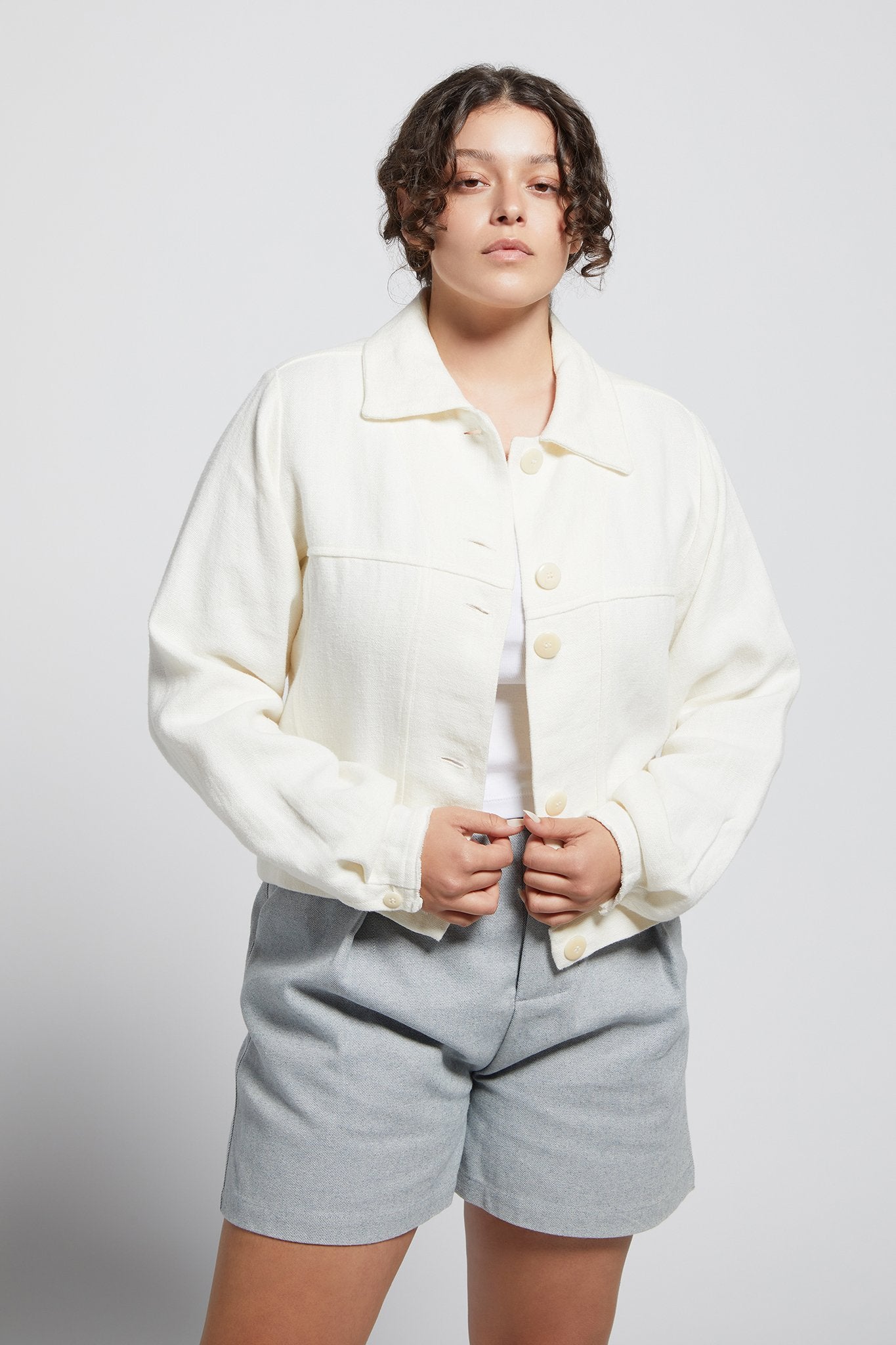 A.BCH A.32 Ivory Relaxed Jacket in Hemp