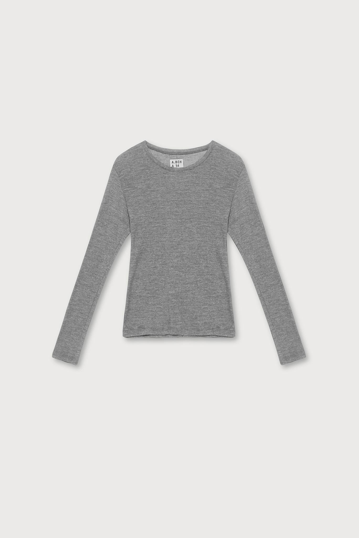 A.BCH A.34 Grey Marle Long Sleeve Thermal T-Shirt in Australian Merino