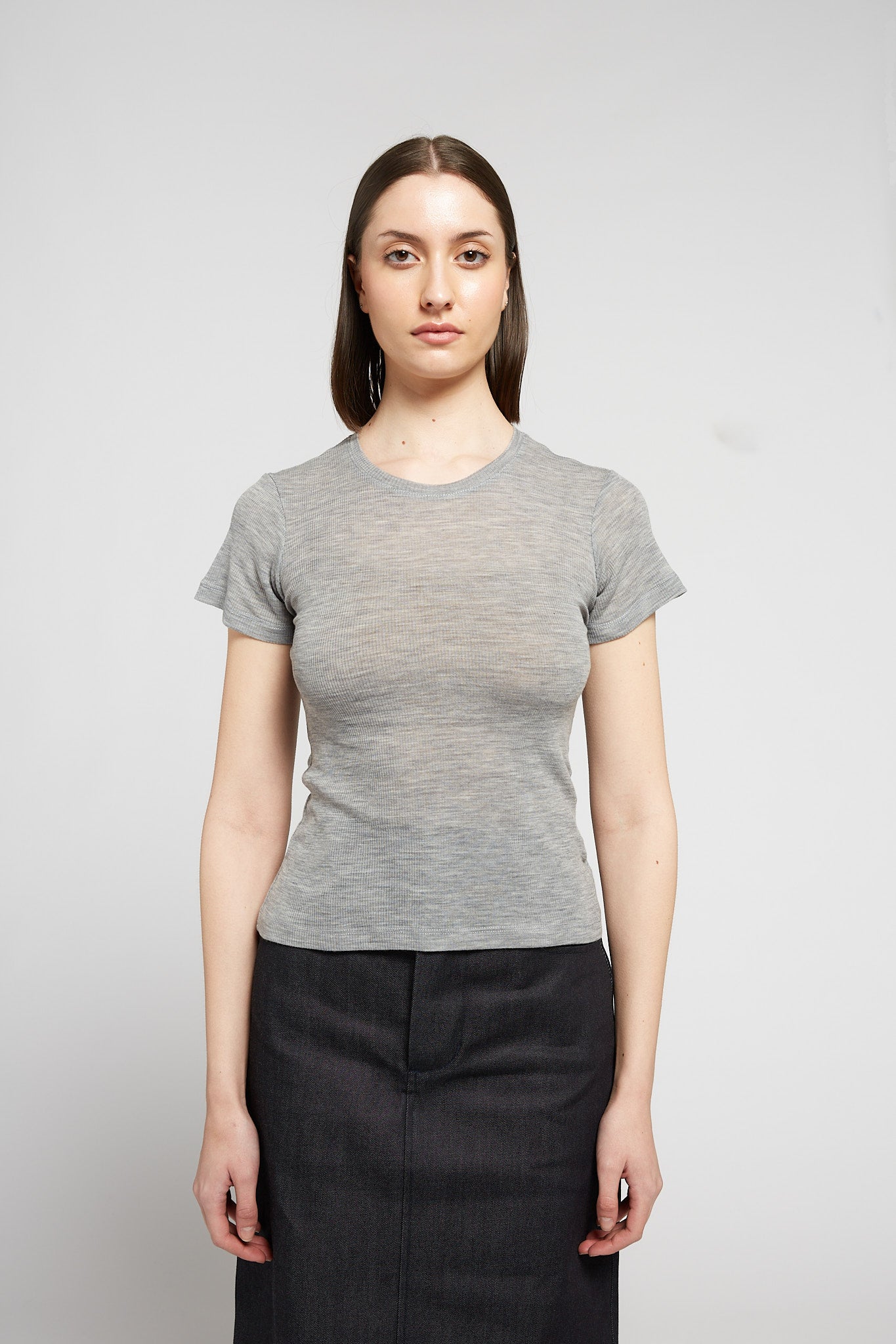 A.BCH A.34 Grey Marle Short Sleeve Thermal in Merino Wool