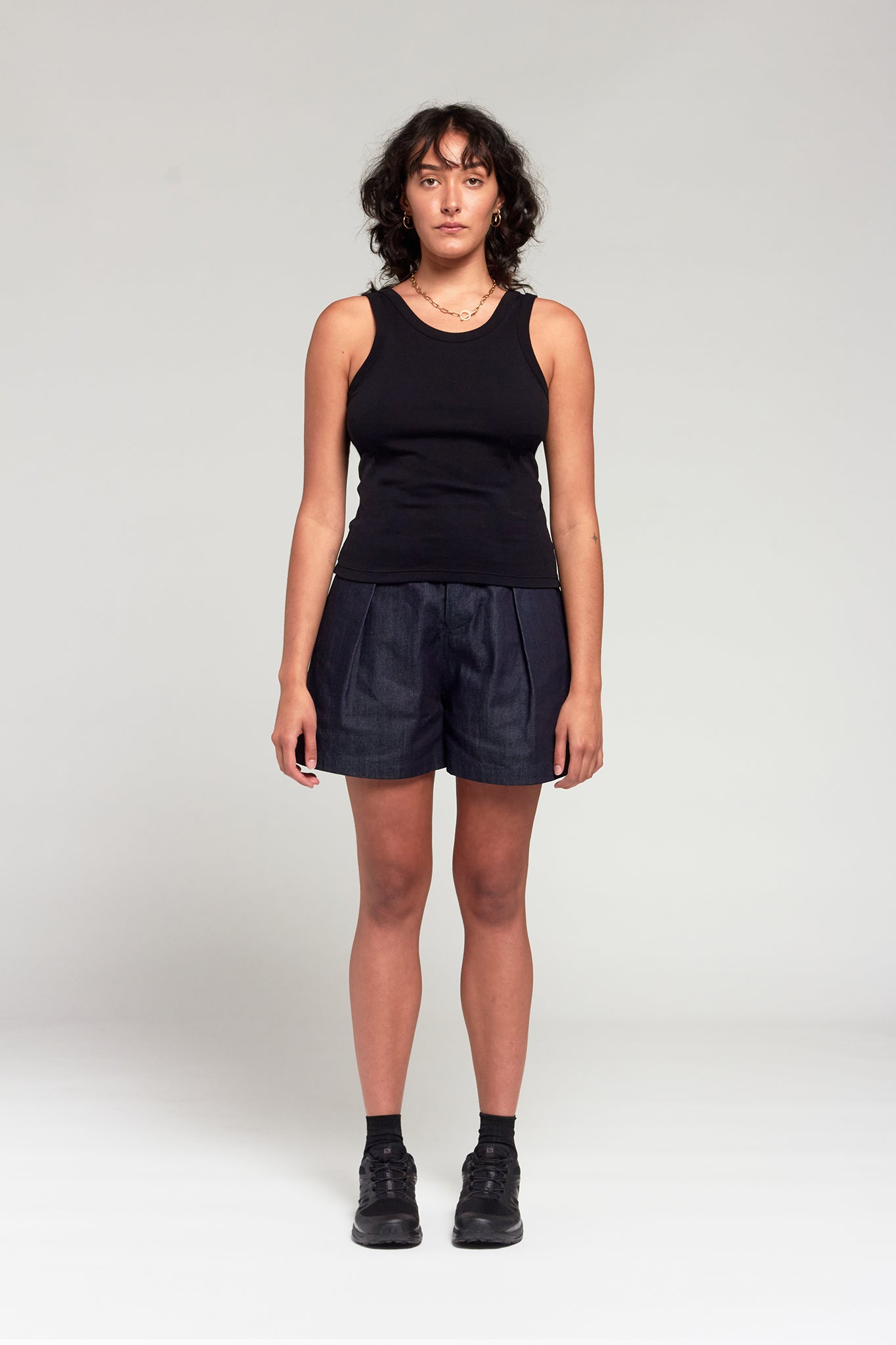 A.BCH A.39 Dark Indigo Raw Denim Tailored Shorts in Organic Cotton 