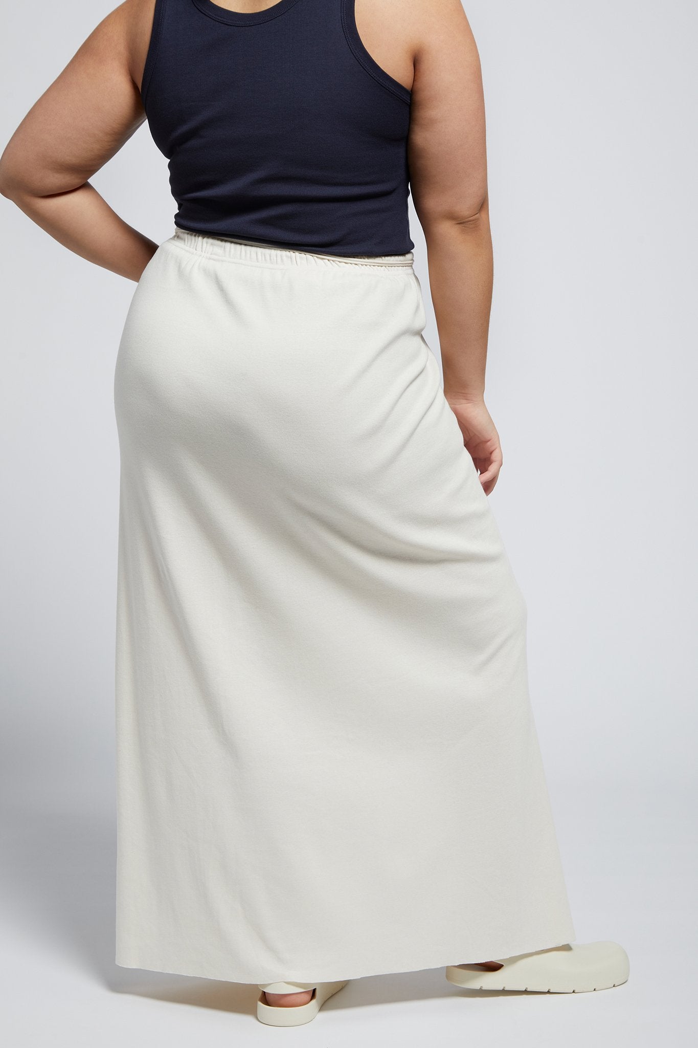 A.BCH A.41 Undyed Rib Split Skirt in Organic Cotton