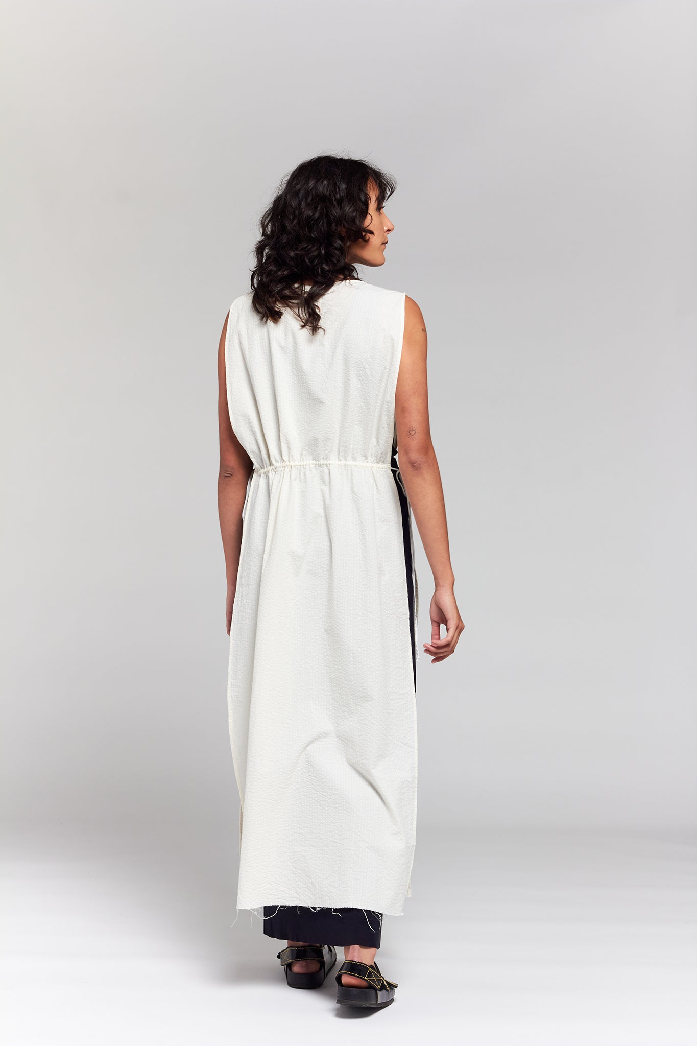 A.BCH A.42 Undyed Apron Dress in Organic Cotton Seersucker