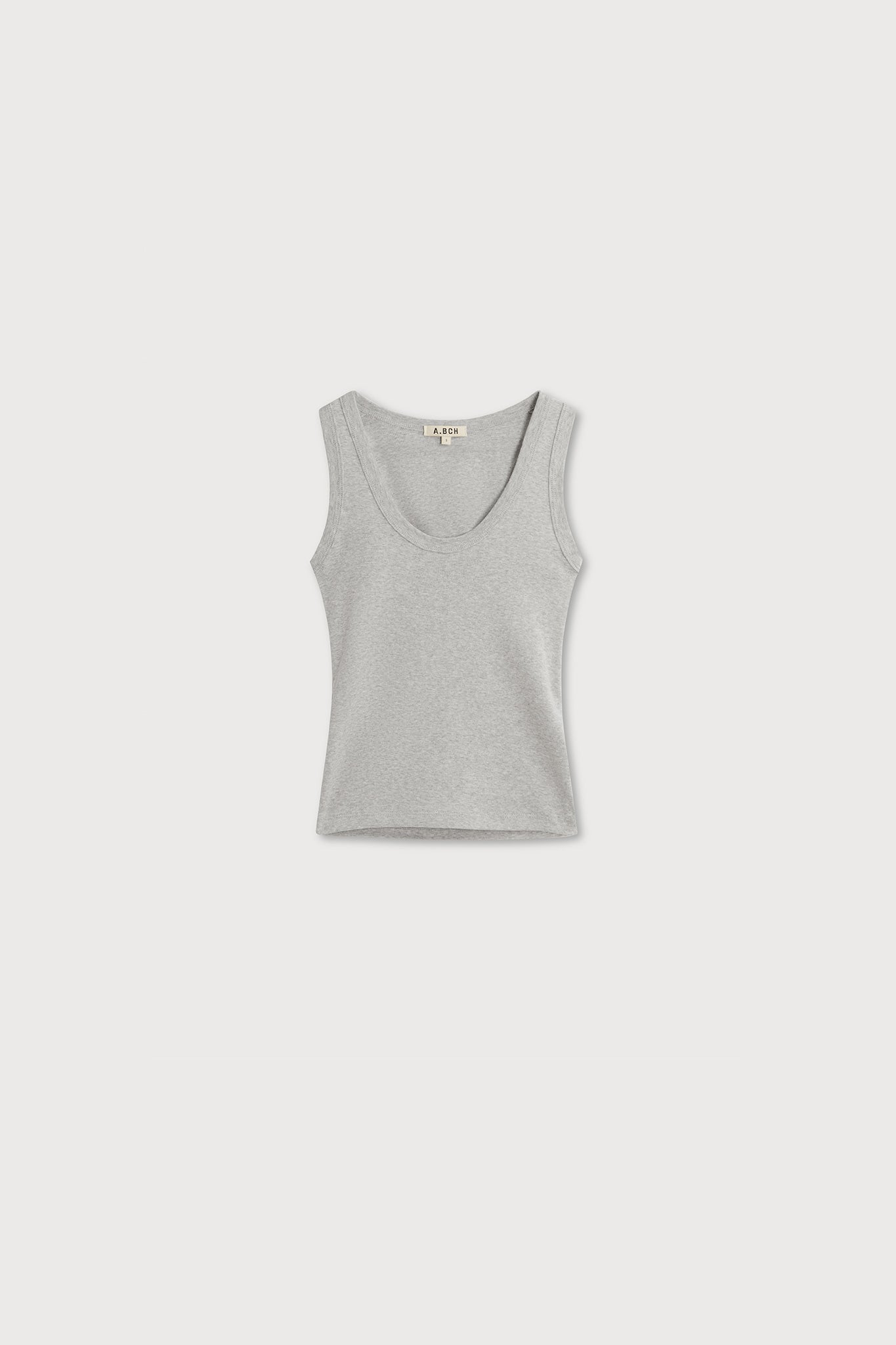 A.BCH A.44 Grey Marle Scoop Neck Rib Tank in Organic Cotton