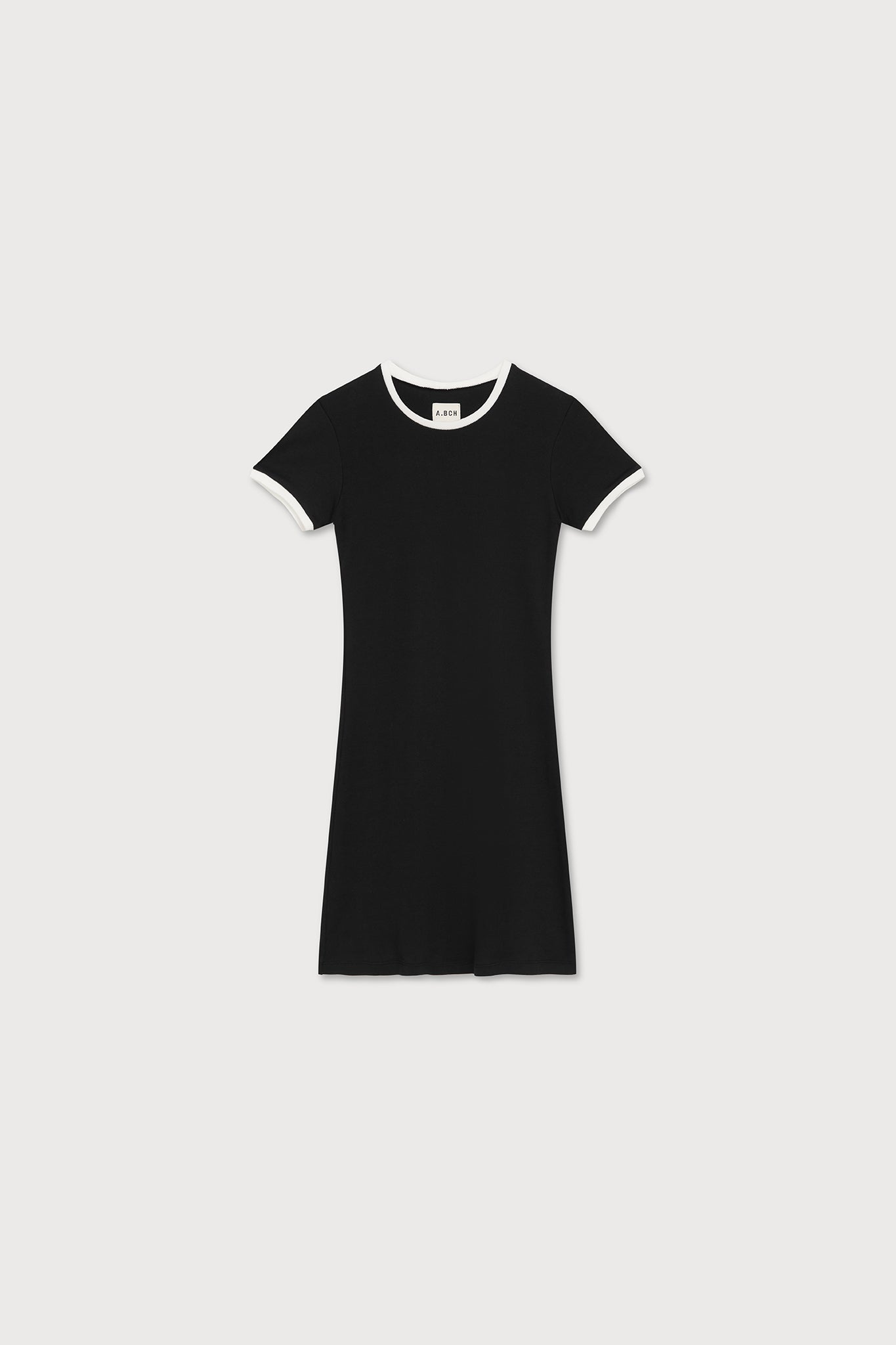 A.BCH A.48 Black Contrast Rib Mini Dress in Organic Cotton