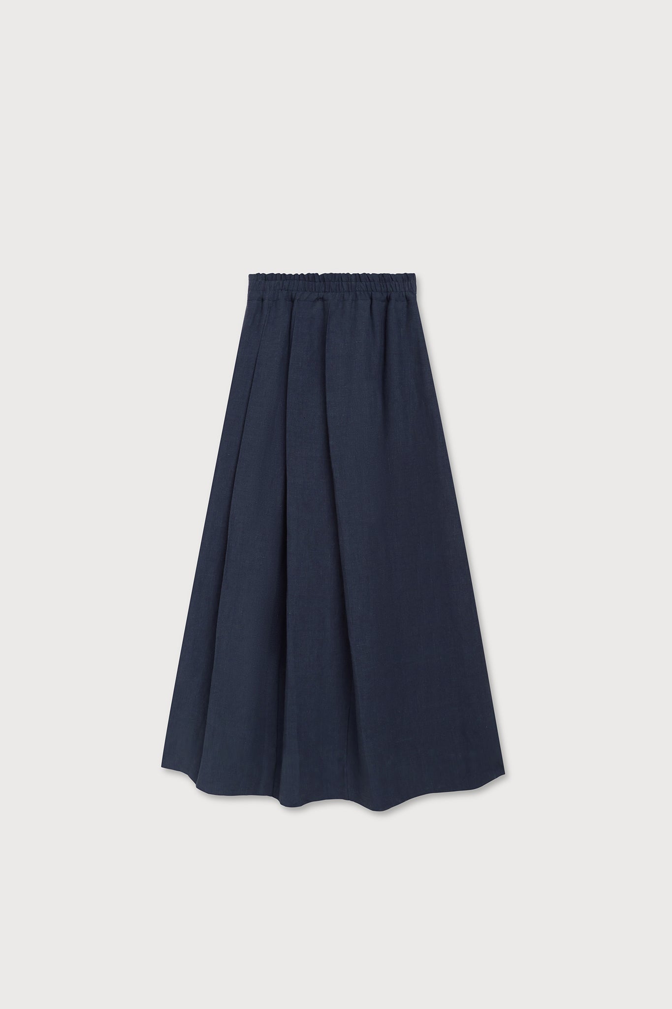 A.BCH A.50 Navy Asymmetric Pleated Skirt in Organic Linen