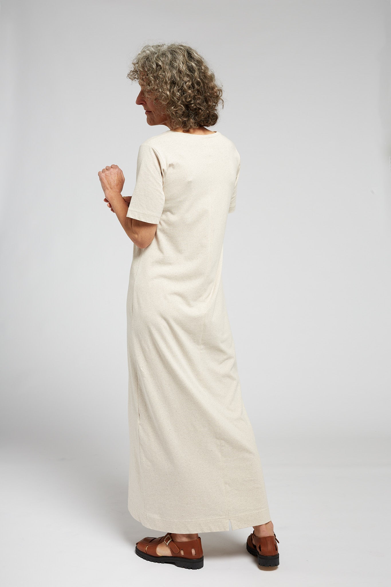 A.56 Oat Marle Maxi T-Shirt Dress in Recycled + Organic Cotton
