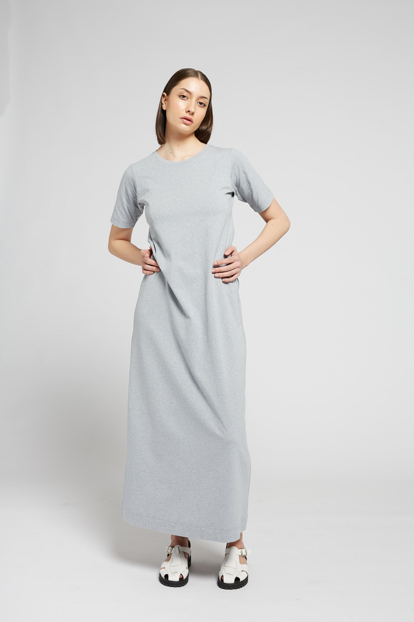 Cotton T-shirt dress - Light greige - Ladies