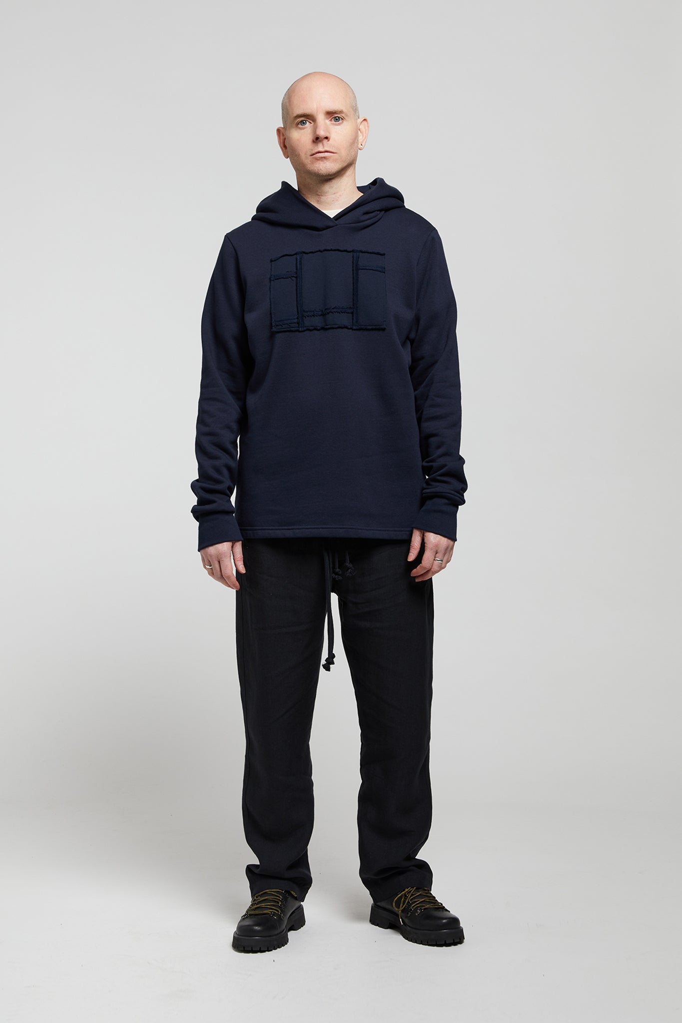 A.62 Navy Fleecy Hood Sweater in Organic Cotton