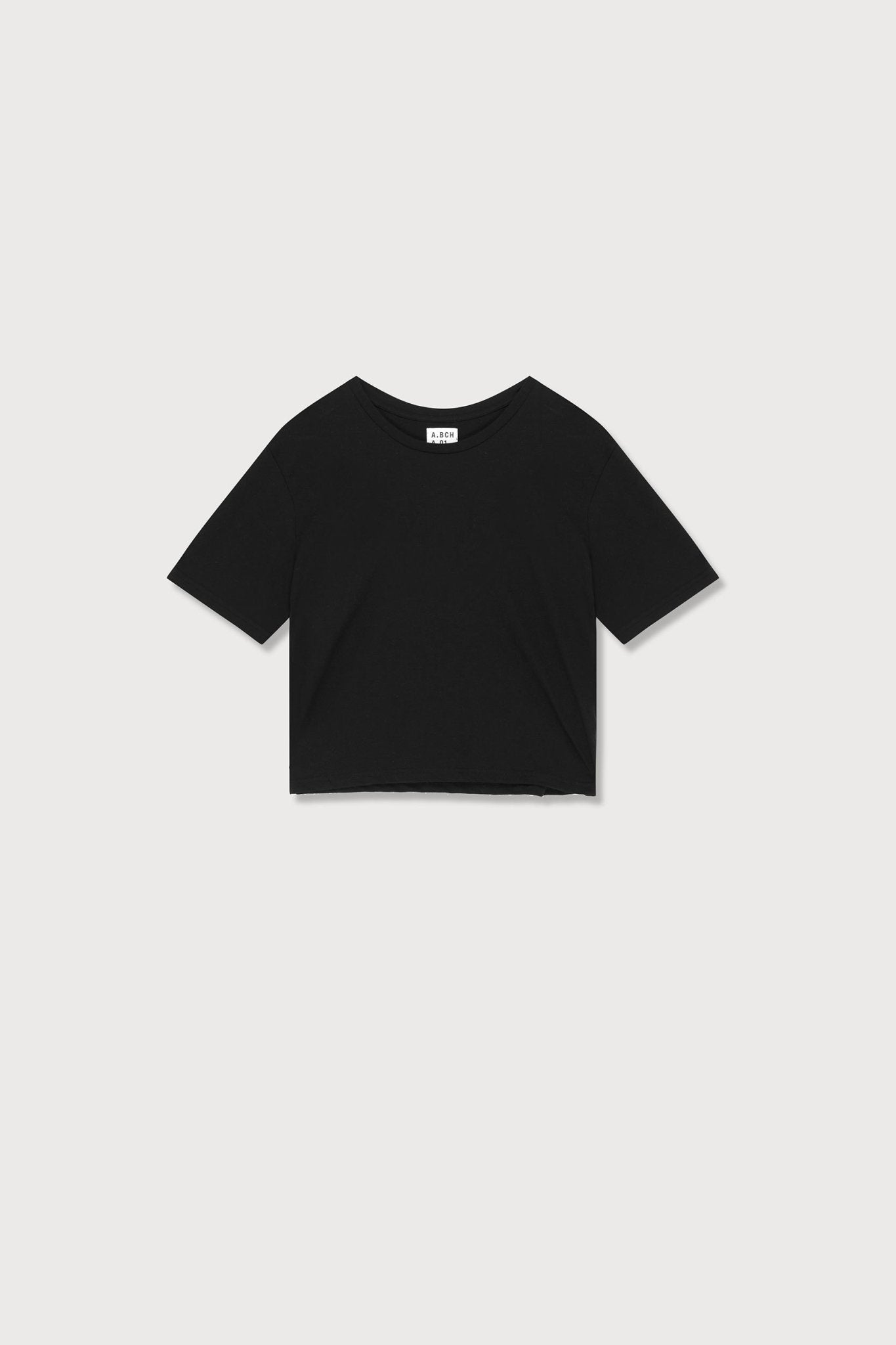 A.BCH A.01 Black Longline Crop T-Shirt in Organic Cotton
