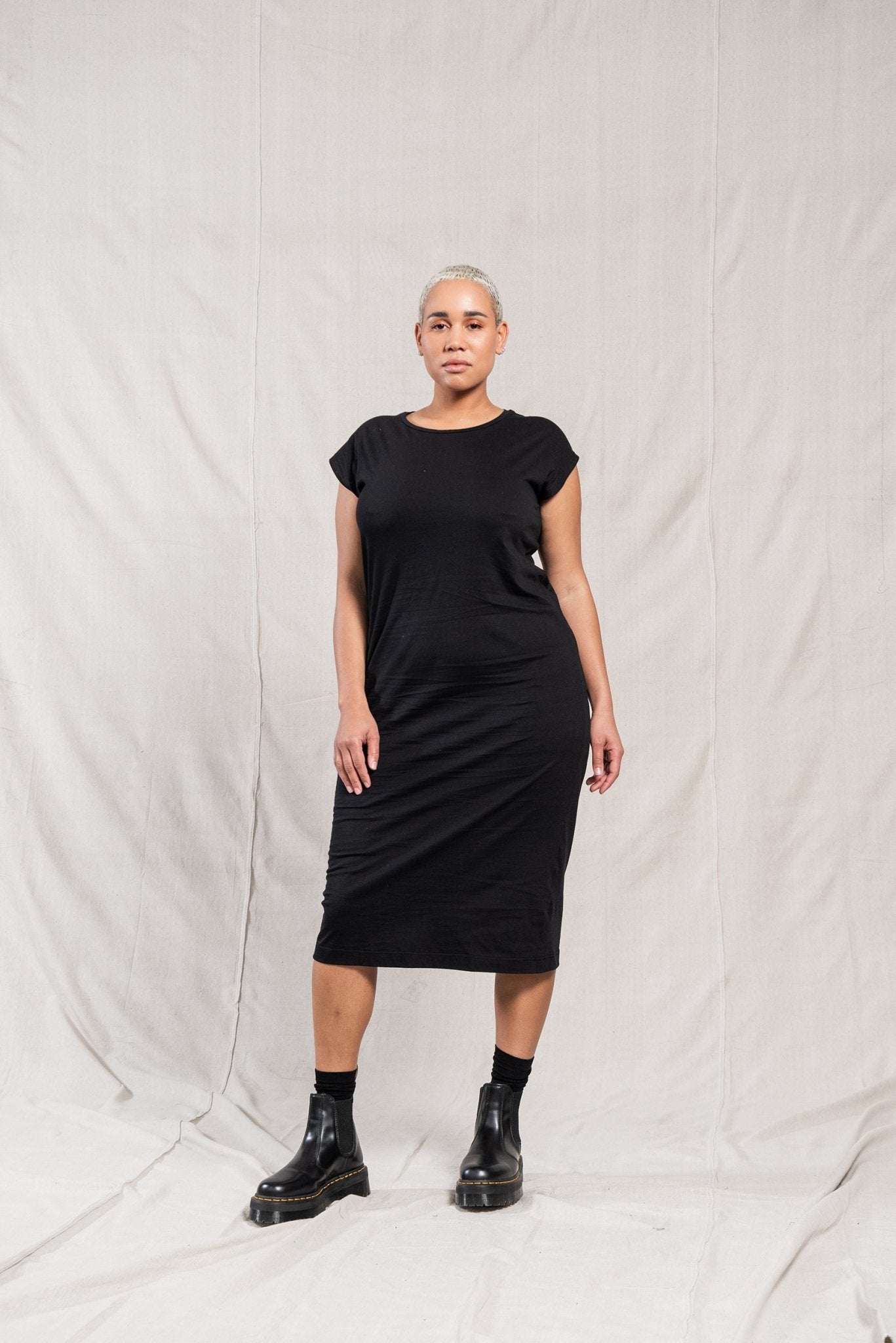 A.BCH A.07 Black T-Shirt Dress in Organic Cotton