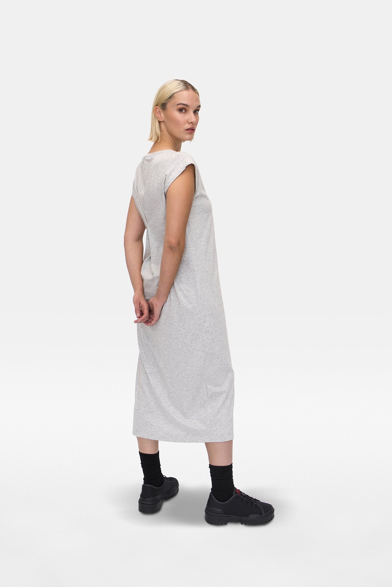 A.BCH A.07 Grey Marle T-Shirt Dress in Organic Cotton