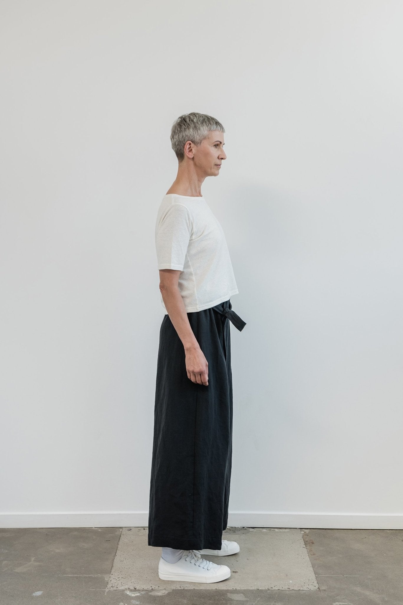A.BCH A.10 Black Palazzo Trousers in Organic Linen