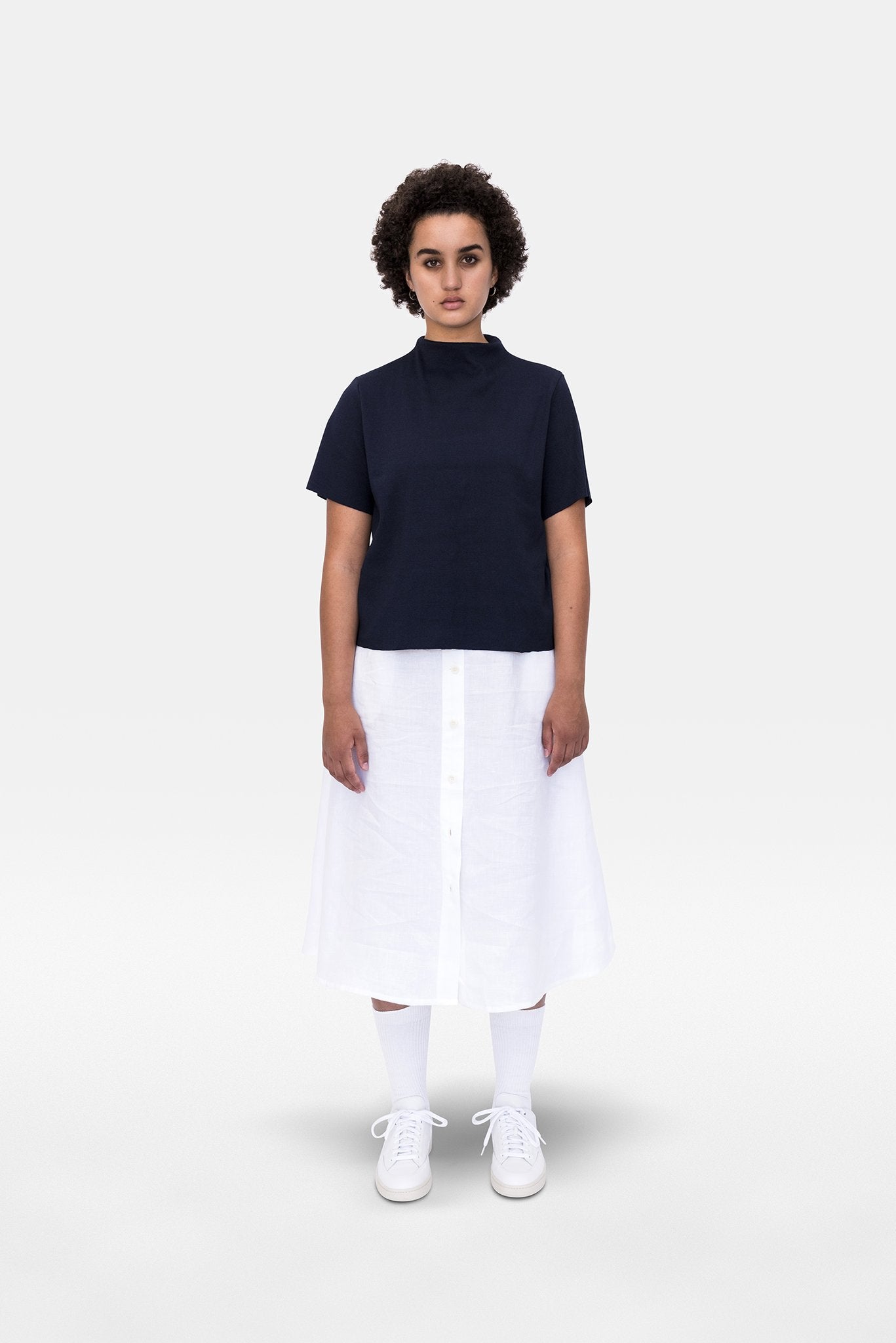 A.BCH A.14 Navy Short Sleeve Skivvy in Organic Cotton
