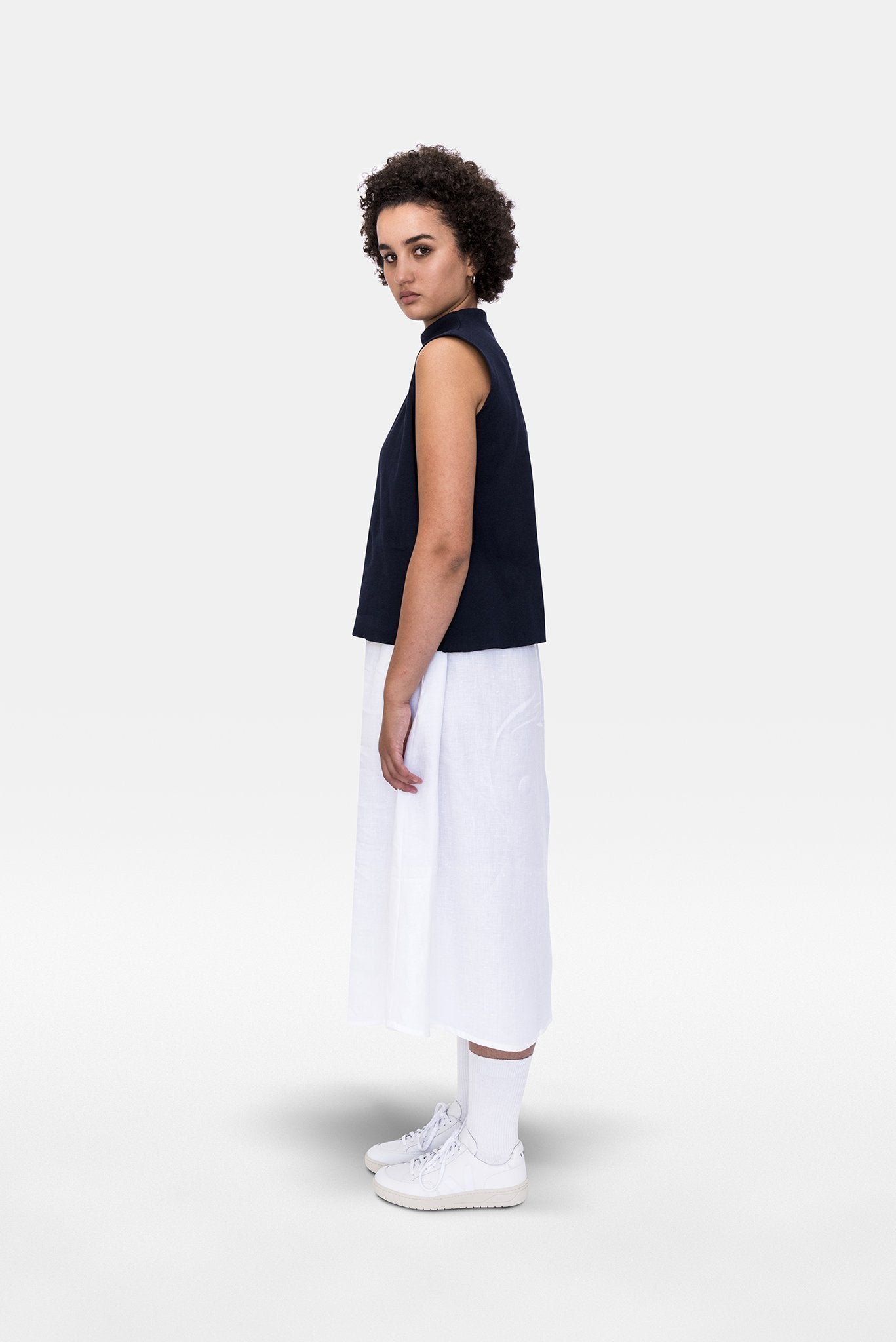 A.BCH A.14 Navy Sleeveless Skivvy in Organic Cotton