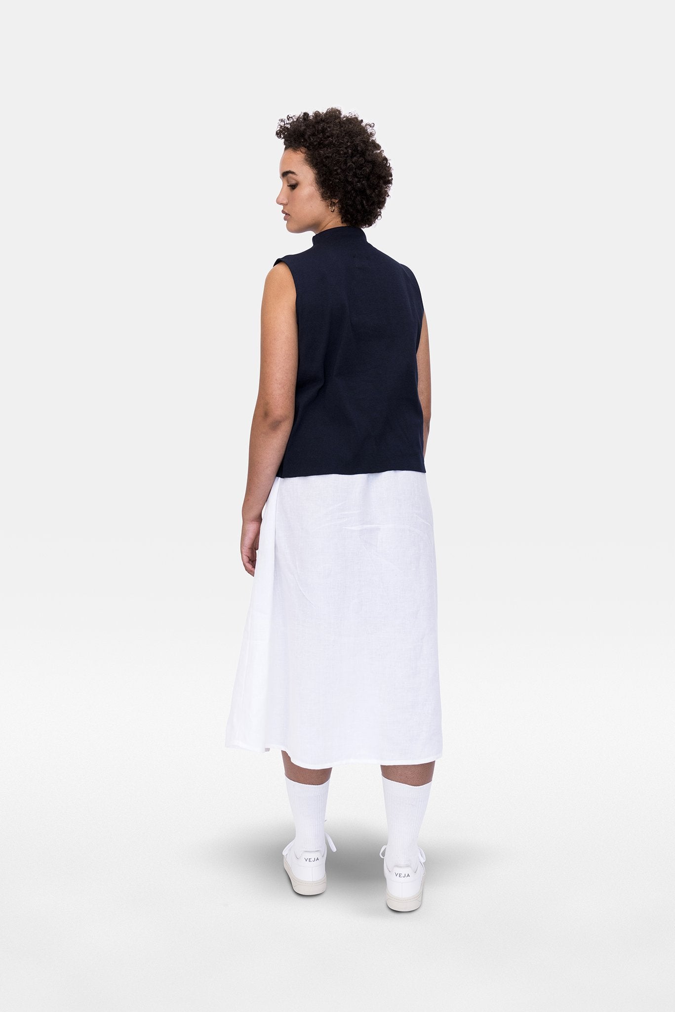 A.BCH A.14 Navy Sleeveless Skivvy in Organic Cotton