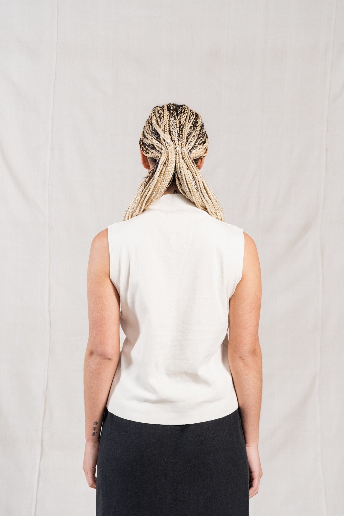 A.BCH A.14 Undyed Sleeveless Skivvy in Organic Cotton Rib