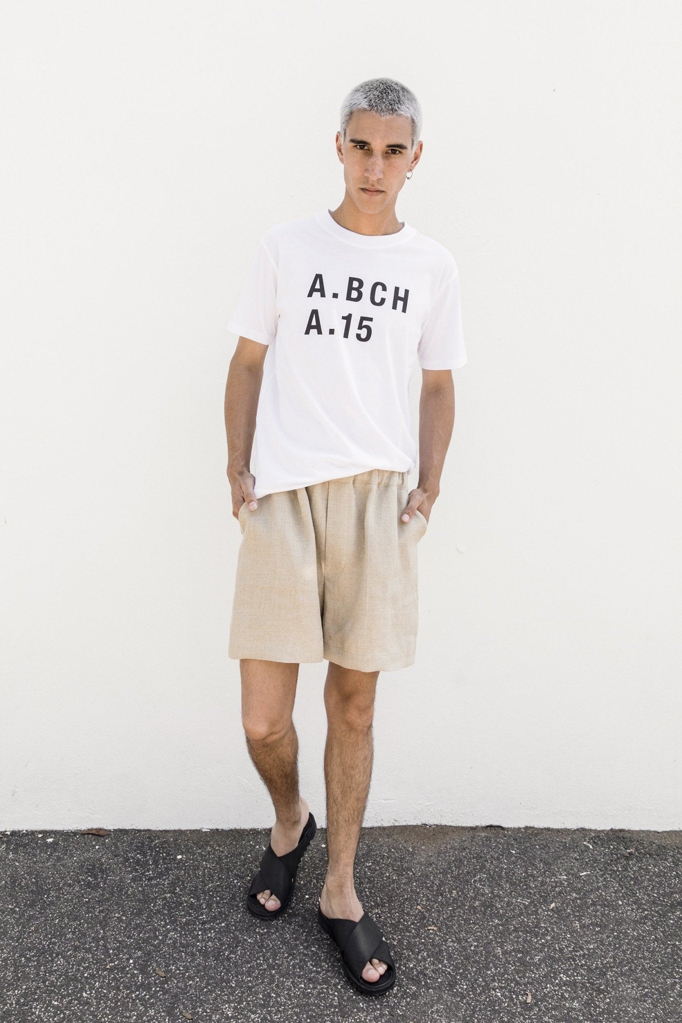A.BCH A.16 Undyed Signature Shorts in Organic Linen