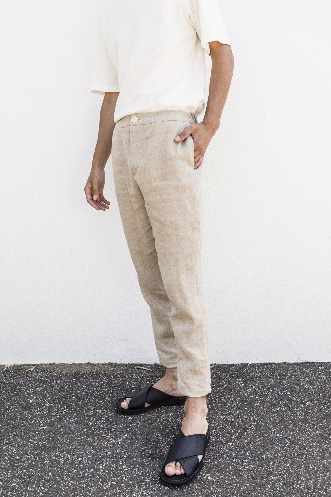 A.BCH A.18 Undyed Semi-Tailored Trousers in Organic Linen